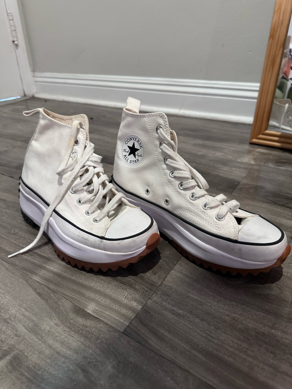 Converse White High-Top Platform Run Star Sneakers